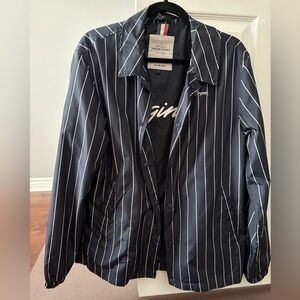 Jack & Jones Navy Striped Bomber Jacket